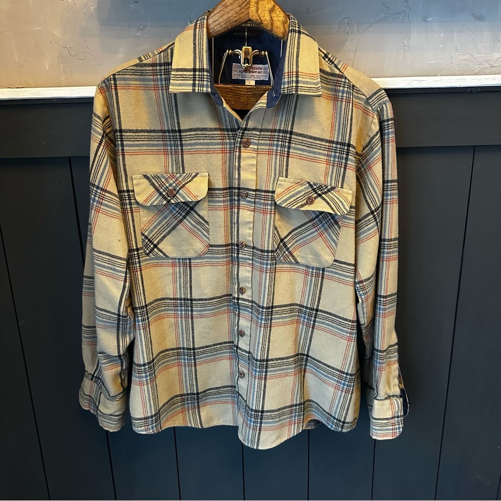 Vintage Arrow Sportswear Multicolor Acrylic Plaid Flannel‎ Button Up L